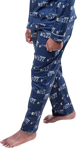 Ultra Game NBA Utah Jazz Boys 2-Piece Loose-fit Button Down Pajamas Set|Utah Jazz - UltraGameShop