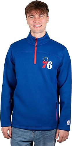 Ultra Game Philadelphia 76ers Men's Quarter Zip Fleece Pullover Sweatshirt with Zipper Pockets|Philadelphia 76ers - UltraGameShop