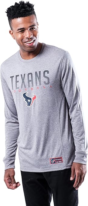 Ultra Game NFL Houston Texans Mens Active Quick Dry Long Sleeve T-Shirt|Houston Texans