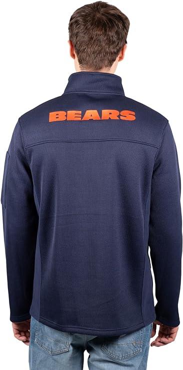 Ultra Game Men's Quarter-Zip Fleece Pullover Sweatshirt with Zipper Pockets Chicago Bears - UltraGameShop