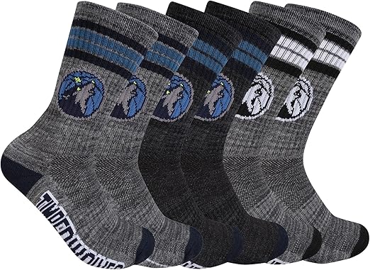 Ultra Game NBA Official Youth Athletic Cushioned Secure Fit Team Crew Socks, Minnesota Timberwolves, Assorted, Y9-11|Minnesota Timberwolves