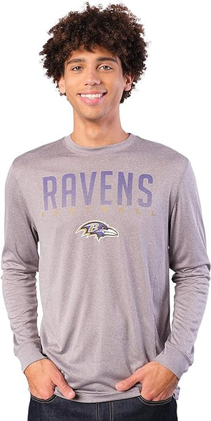 Ultra Game NFL Baltimore Ravens Mens Active Quick Dry Long Sleeve T-Shirt|Baltimore Ravens