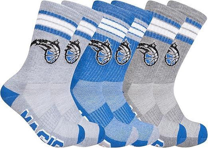 Ultra Game NBA Official Men’s Athletic Cushioned Secure Fit Team Crew Socks - 3 Pack - Unisex, Orlando Magic, Assorted, M6-12|Orlando Magic