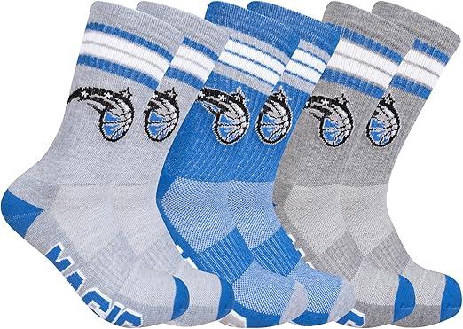 Ultra Game NBA Official Men’s Athletic Cushioned Secure Fit Team Crew Socks - 3 Pack - Unisex, Orlando Magic, Assorted, M6-12|Orlando Magic