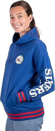 Ultra Game NBA Women's Philadelphia 76ers Super Soft Pullover Hoodie Funnel Sweatshirt | Philadelphia 76ers - UltraGameShop