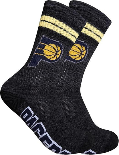 Ultra Game NBA Official Youth Athletic Cushioned Secure Fit Team Crew Socks, Indiana Pacers, Assorted, Y9-11|Indiana Pacers