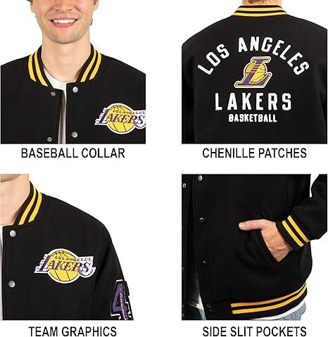 Ultra Game Los Angeles Lakers Men's Game Time Varsity Jacket|Los Angeles Lakers - UltraGameShop