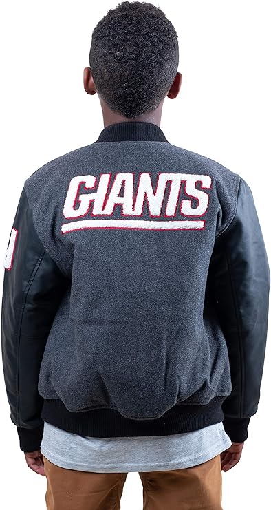 Ultra Game NFL New York Giants Youth Classic Varsity Coaches Jacket|New York Giants