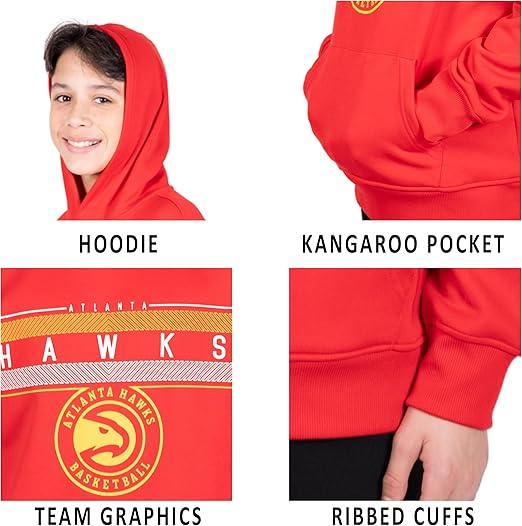 Ultra Game NBA Atlanta Hawks Boys Super Soft Poly Midtwon Pullover Hoodie Sweatshirt|Atlanta Hawks - UltraGameShop