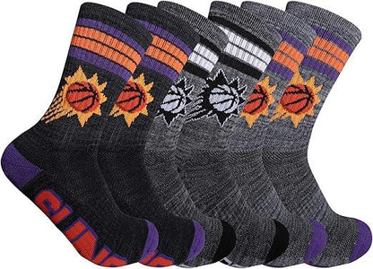 Ultra Game NBA Phoenix Suns Boys Athletic Cushioned Secure Fit Team Crew Socks|Phoenix Suns - UltraGameShop