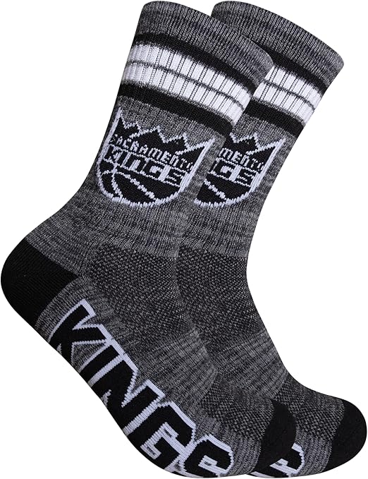 Ultra Game NBA Official Youth Athletic Cushioned Secure Fit Team Crew Socks, Sacramento Kings, Assorted, Y9-11|Sacramento Kings