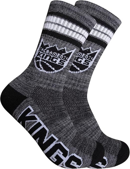 Ultra Game NBA Official Youth Athletic Cushioned Secure Fit Team Crew Socks, Sacramento Kings, Assorted, Y9-11|Sacramento Kings