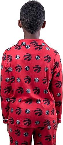 Ultra Game NBA Toronto Raptors Boys 2-Piece Loose-fit Button Down Pajamas Set|Toronto Raptors - UltraGameShop