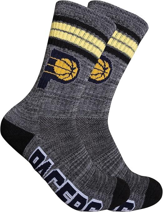 Ultra Game NBA Official Youth Athletic Cushioned Secure Fit Team Crew Socks, Indiana Pacers, Assorted, Y9-11|Indiana Pacers