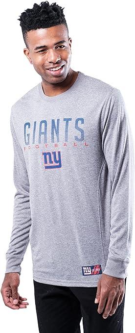 Ultra Game NFL New York Giants Mens Active Quick Dry Long Sleeve T-Shirt|New York Giants - UltraGameShop