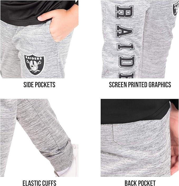 Ultra Game NFL Las Vegas Raiders Youth High Performance Moisture Wicking Fleece Jogger Sweatpants|Las Vegas Raiders - UltraGameShop