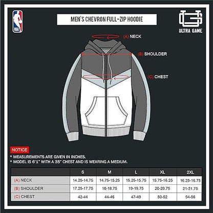 Ultra Game NBA Indiana Pacers Men's Contrast Back Cut Full Zip Hoodie Sweatshirt|Indiana Pacers - UltraGameShop