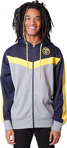 Ultra Game NBA Denver Nuggets Men's Contrast Back Cut Full Zip Hoodie Sweatshirt|Denver Nuggets - UltraGameShop