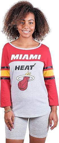 Ultra Game Miami Heat Women's Standard T Raglan Baseball 3/4 Long Sleeve Tee Shirt|Miami Heat - UltraGameShop