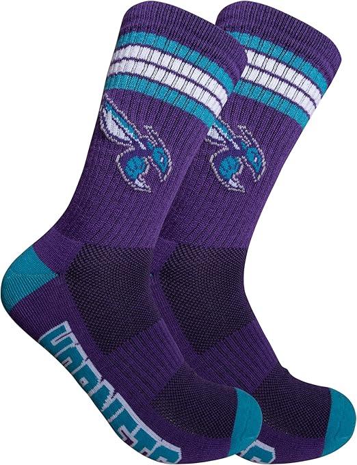 Ultra Game NBA Official Men’s Athletic Cushioned Secure Fit Team Crew Socks - 3 Pack - Unisex, Charlotte Hornets, Assorted, M6-12|Charlotte Hornets