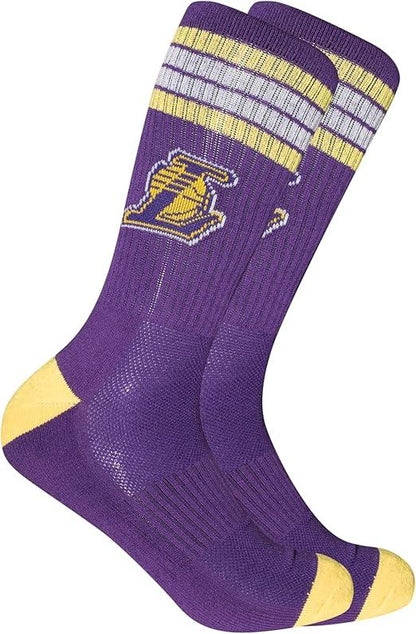 Ultra Game NBA Official Men’s Athletic Cushioned Secure Fit Team Crew Socks - 3 Pack - Unisex, Los Angeles Lakers, Assorted, M6-12|Los Angeles Lakers