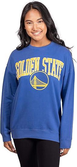 Ultra Game NBA Women's Golden State Warriors Extra Soft Fleece Distressed Oversized Pullover Sweatshirt | Golden State Warriors - UltraGameShop