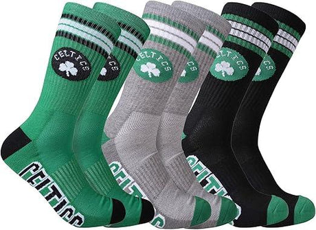 Ultra Game NBA Men's Boston Celtics Athletic Cushioned Secure Fit Team Crew Socks - 3 Pack| Boston Celtics - UltraGameShop