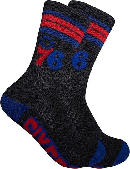 Ultra Game NBA Official Youth Athletic Cushioned Secure Fit Team Crew Socks, Philadelphia 76ers, Assorted, Y9-11|Philadelphia 76ers