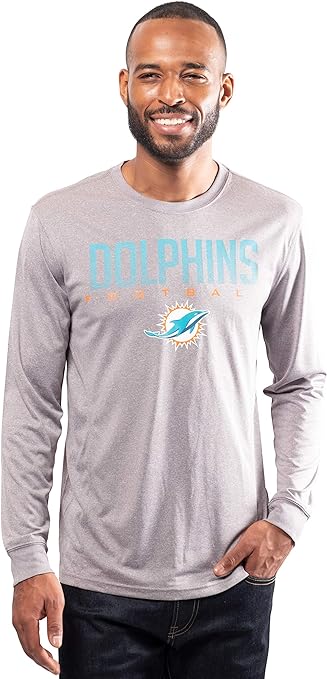 Ultra Game NFL Miami Dolphins Mens Active Quick Dry Long Sleeve T-Shirt|Miami Dolphins - UltraGameShop