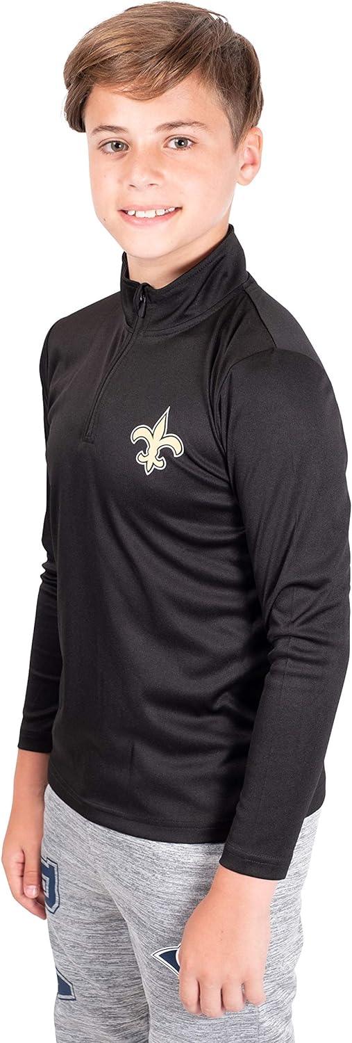 Ultra Game NFL New Orleans Saints Youth Super Soft Quarter Zip Long Sleeve T-Shirt|New Orleans Saints - UltraGameShop