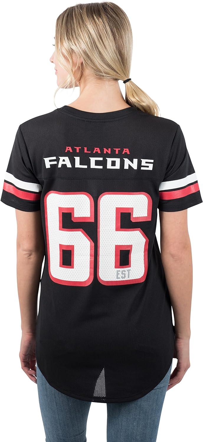 Ultra Game NFL Atlanta Falcons Womens Soft Mesh Varsity Stripe T-Shirt|Atlanta Falcons