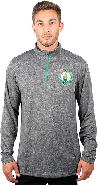 Ultra Game NBA Boston Celtics Men's Quarter Zip Long Sleeve Pullover T-Shirt|Boston Celtics - UltraGameShop