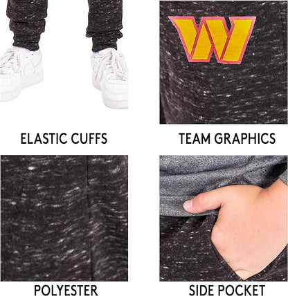 Ultra Game NFL Washington Commanders Youth Extra Soft Black Snow Fleece Jogger Sweatpants|Washington Commanders - UltraGameShop