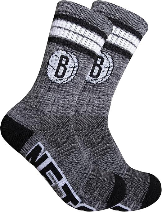 Ultra Game NBA Official Youth Athletic Cushioned Secure Fit Team Crew Socks, Brooklyn Nets, Assorted, Y9-11|Brooklyn Nets