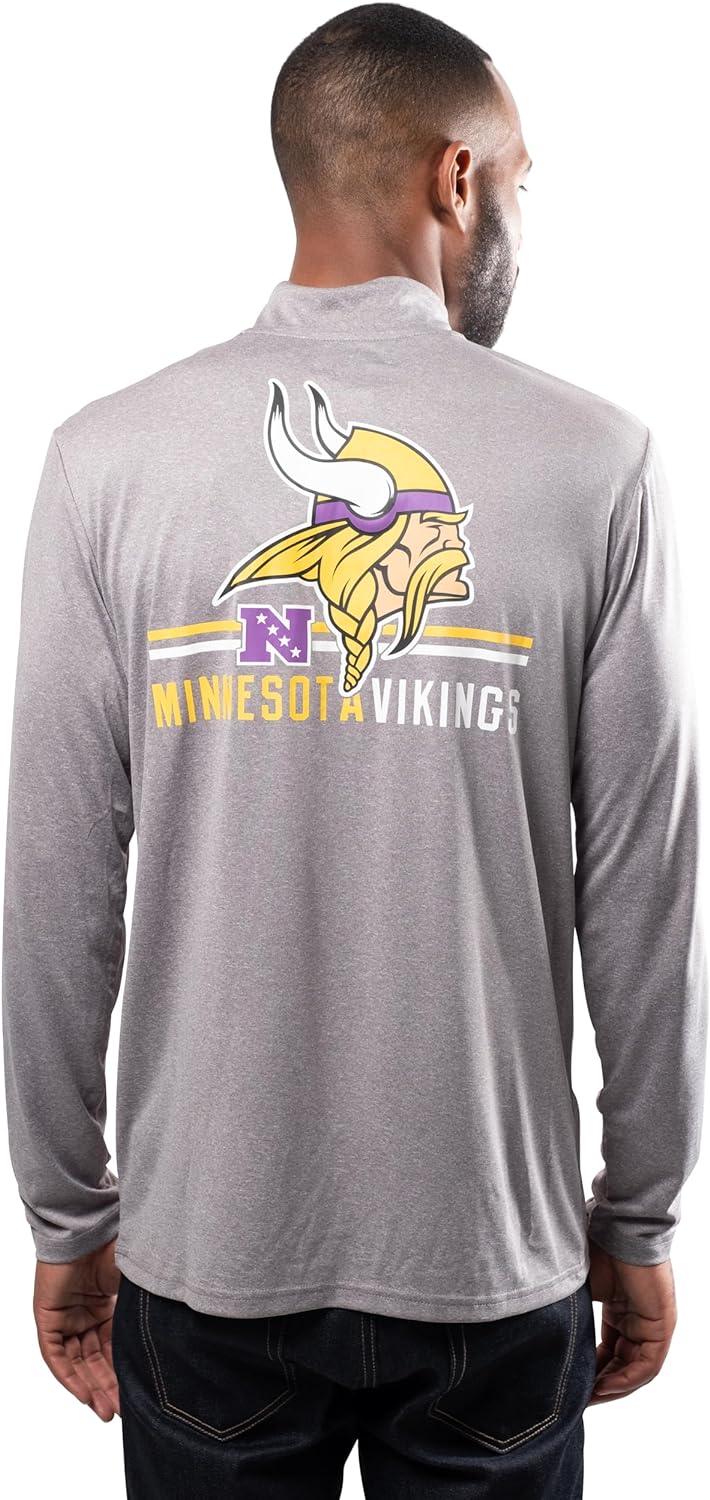 Ultra Game NFL Minnesota Vikings Mens Super Soft Quarter Zip Long Sleeve T-Shirt|Minnesota Vikings - UltraGameShop