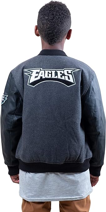 Ultra Game NFL Philadelphia Eagles Youth Classic Varsity Coaches Jacket|Philadelphia Eagles