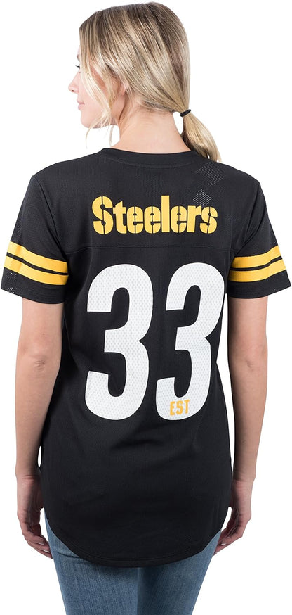 Ultra Game NFL Pittsburgh Steelers Womens Soft Mesh Varsity Stripe T-Shirt|Pittsburgh Steelers - UltraGameShop