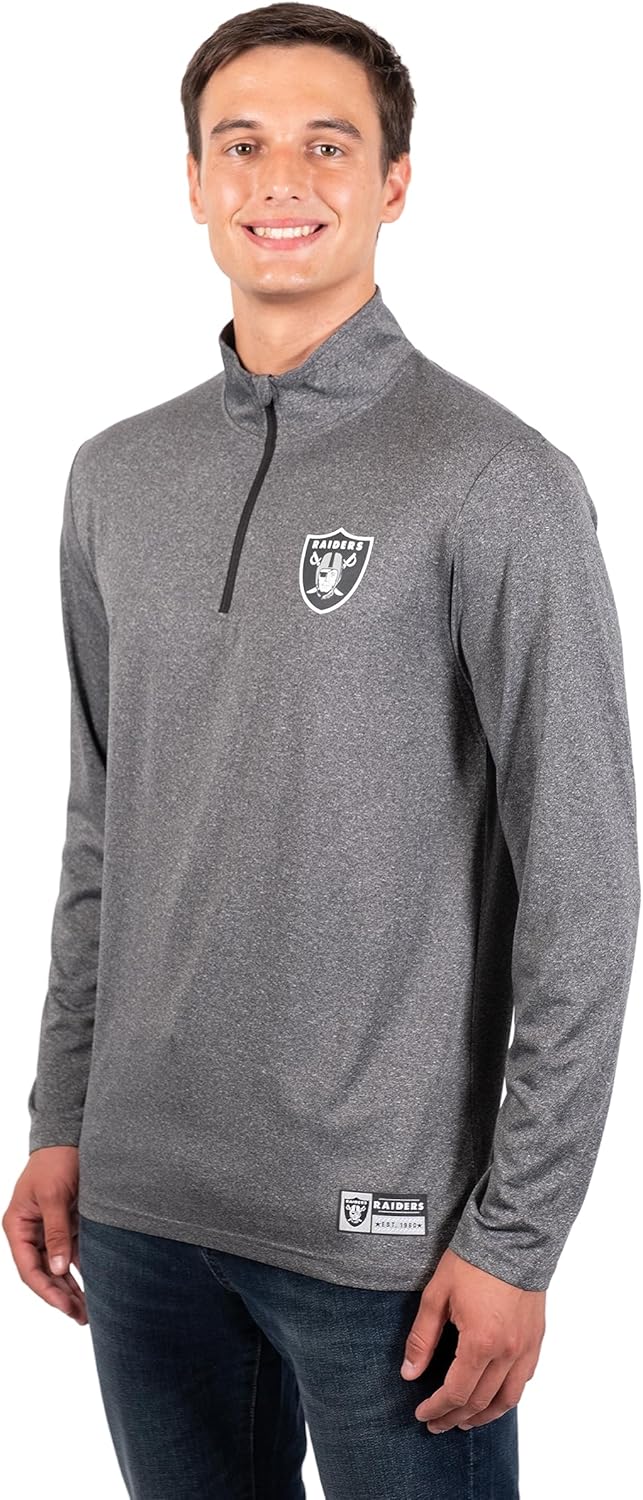 NFL Official Adults Super Soft Quarter Zip Long Sleeve T-Shirt - Unisex|Las Vegas Raiders