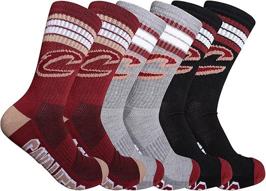 Ultra Game NBA Men's Cleveland Cavaliers Athletic Cushioned Secure Fit Team Crew Socks - 3 Pack| Cleveland Cavaliers - UltraGameShop