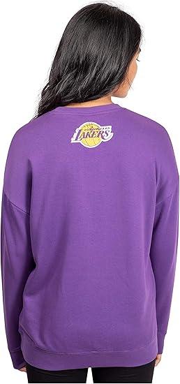 Ultra Game NBA Women's Los Angeles Lakers Extra Soft Fleece Distressed Oversized Pullover Sweatshirt | Los Angeles Lakers - UltraGameShop