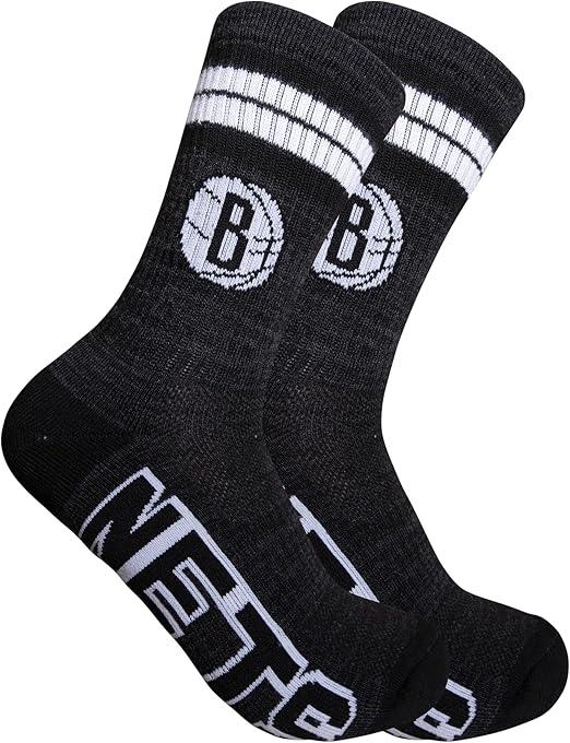 Ultra Game NBA Official Youth Athletic Cushioned Secure Fit Team Crew Socks, Brooklyn Nets, Assorted, Y9-11|Brooklyn Nets