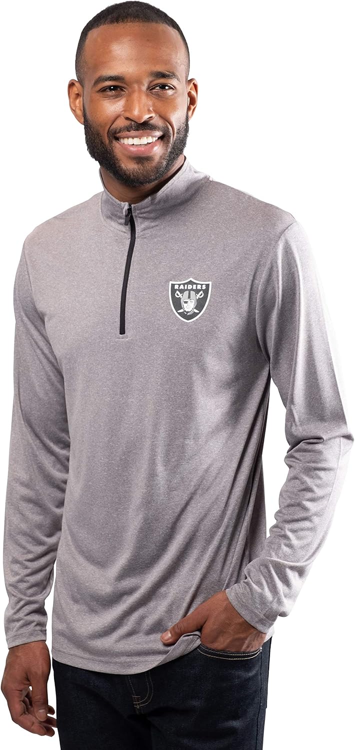 NFL Official Adults Super Soft Quarter Zip Long Sleeve T-Shirt - Unisex|Las Vegas Raiders