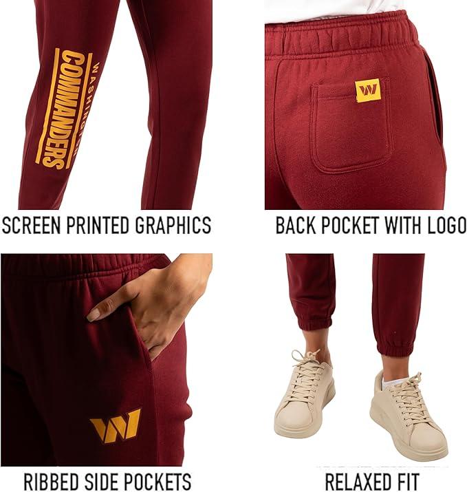 Ultra Game NFL Washington Commanders Womens Super Soft Fleece Jogger Sweatpants|Washington Commanders - UltraGameShop