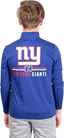 Ultra Game NFL New York Giants Youth Super Soft Quarter Zip Long Sleeve T-Shirt|New York Giants - UltraGameShop