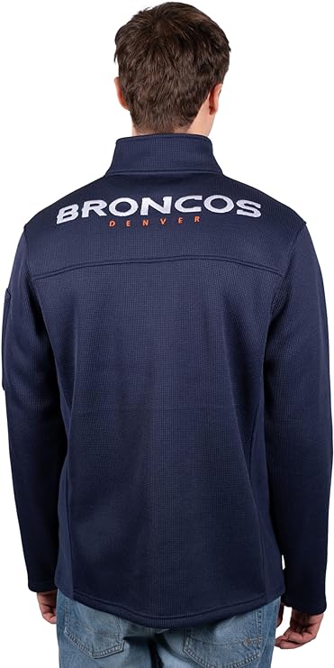 Ultra Game Men's Quarter-Zip Fleece Pullover Sweatshirt with Zipper Pockets Denver Broncos
