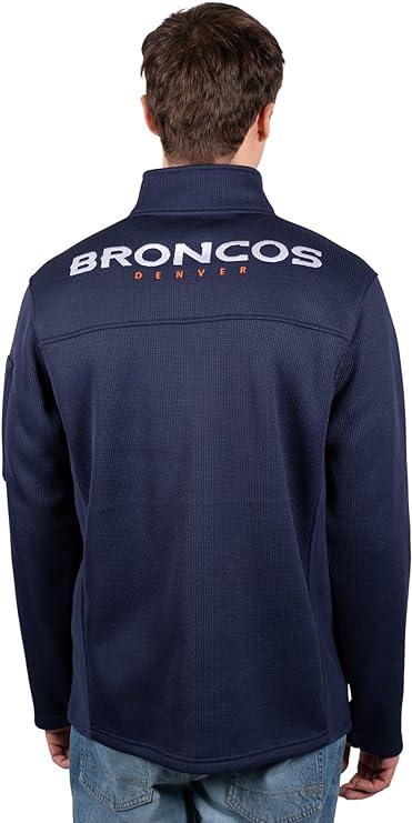 Ultra Game Men's Quarter-Zip Fleece Pullover Sweatshirt with Zipper Pockets Denver Broncos - UltraGameShop