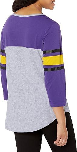 Ultra Game Los Angeles Lakers Women's Standard T Raglan Baseball 3/4 Long Sleeve Tee Shirt|Los Angeles Lakers - UltraGameShop