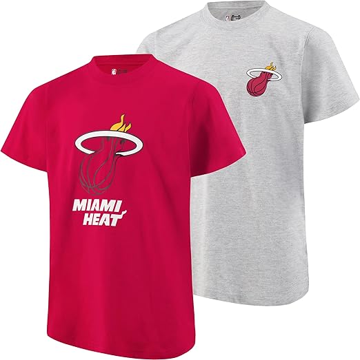 Ultra Game Youth's NBA Official Super Soft 2 Pack T-Shirt Set, Miami Heat, Team Color|Miami Heat