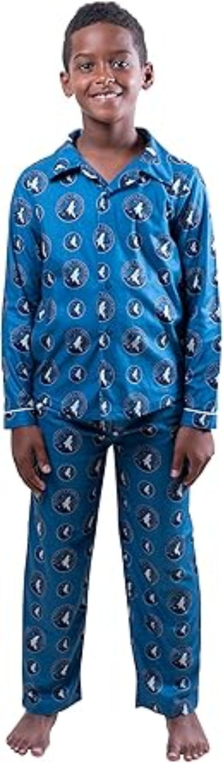 Ultra Game NBA Official Youth 2-Piece Super Soft Button Down Pajamas Set, Oklahoma City Thunder, Boys Sizes|Oklahoma City Thunder