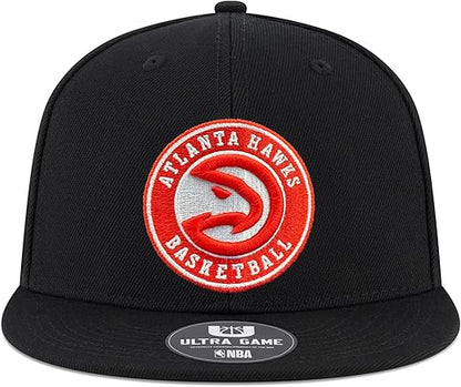Ultra Game NBA Official Men's Twill Snap Back Ultimate Baseball Cap Hat - Unisex, Atlanta Hawks, Black, 1SIZE|Atlanta Hawks